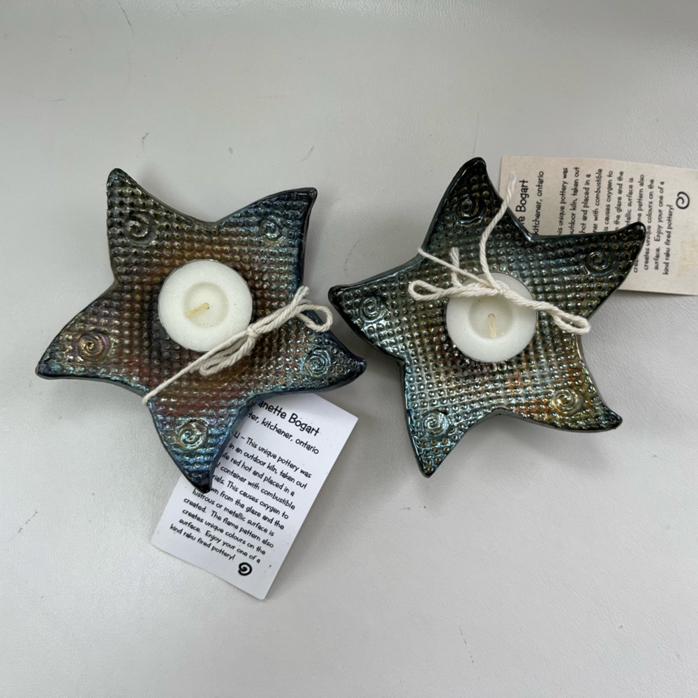 Handmade Pottery Star-Shaped Candle Holders